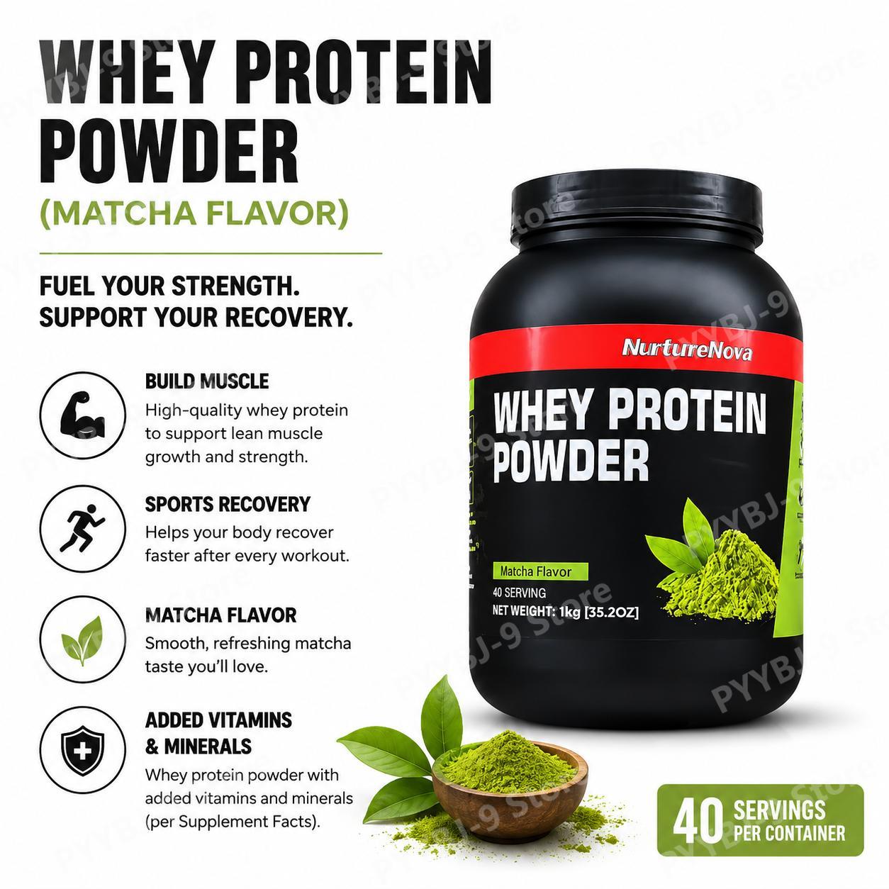 Nutrition And Fitness - NurtureNova Whey Protein Powder Matcha Flavor